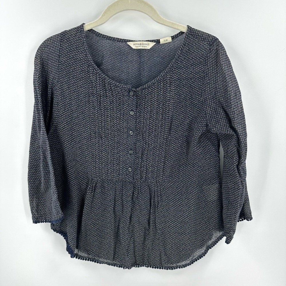 Ralph Lauren Denim & Supply Babydoll Top Womens XS Peasant Boho Festival Western